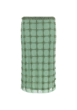 PINKO crystal-embellished midi tulle skirt - Green