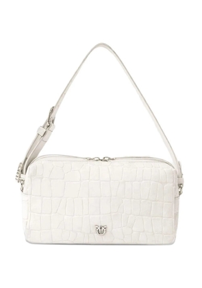 PINKO embossed silver detail shoulder bag - White