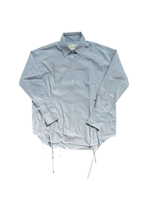 Closed button-up tie-detail cotton shirt - Blue