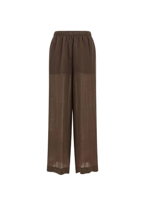 Nude elasticated wide-leg trousers - Brown
