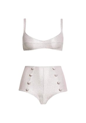 Lisa Marie Fernandez button-detail metallic bikini - Silver