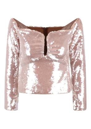 Self-Portrait sequinned blouse - Pink