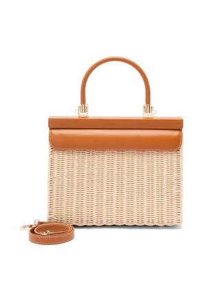 Rodo small wicker tote bag - Neutrals