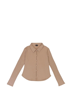 Callipygian faux-pearl ribbed cardigan - Neutrals