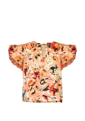Ulla Johnson Abril puffed-sleeves floral blouse - Orange