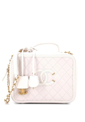 CHANEL Pre-Owned Filigree Vanity Case Quilted Caviar Large crossbody bag - White