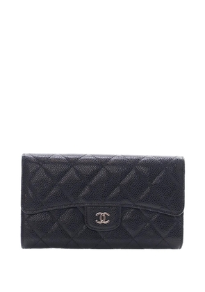 CHANEL Pre-Owned 2014-2015 CC Caviar Classic Flap Wallet long wallets - Black