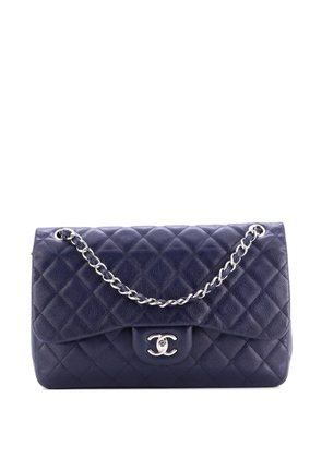 CHANEL Pre-Owned Classic Double Flap Bag Quilted Caviar Jumbo shoulder bag - Blue
