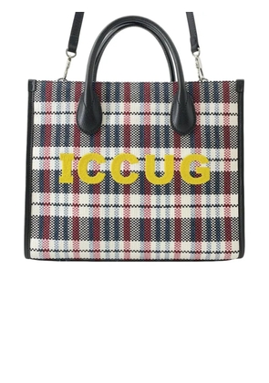 Gucci Pre-Owned 2000-2015 Freya Hartas Canvas ICCUG Logo Embroidered Plaid Tote satchel - Brown