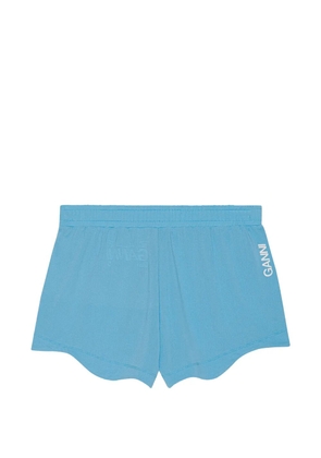 GANNI logo-print shorts - Blue