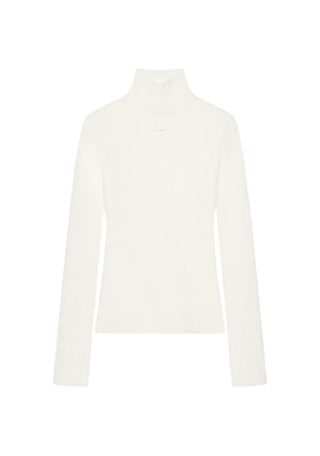 Courrèges logo-embroidered turtleneck top - White