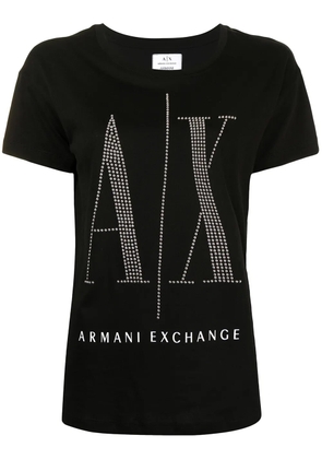 Armani Exchange sequin-logo T-shirt - Black