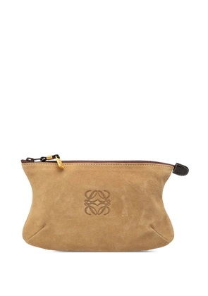 Loewe Pre-Owned 2010-2025 Suede Anagram clutch bag - Brown