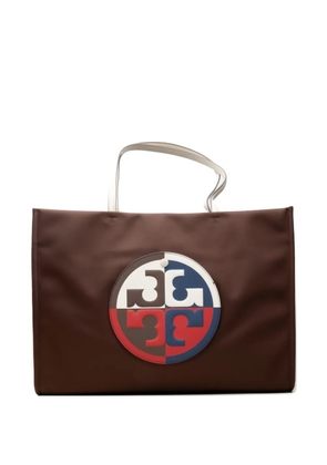 Tory Burch large Ella colourblock logo-plaque tote bag - Brown