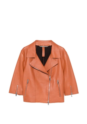 THE JACK LEATHERS zip leather jacket - Orange