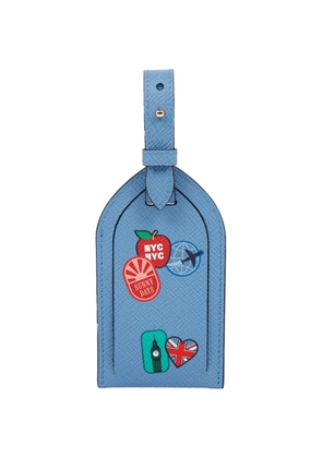 Smythson Panama stickers luggage tag - Blue