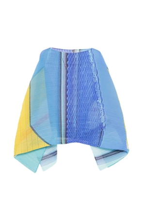 Pleats Please Issey Miyake City Collage Madame-T pleated poncho - Blue