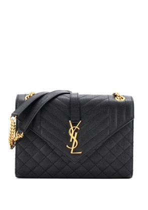 Saint Laurent Pre-Owned Classic Monogram Envelope Satchel Mixed Matelasse Leather Medium shoulder bag - Black