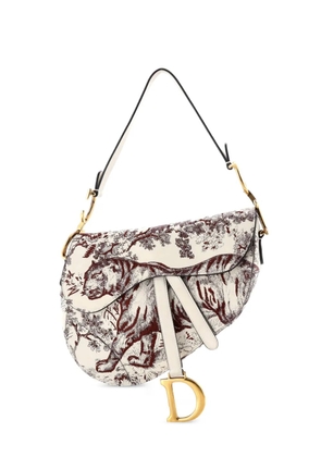 Christian Dior Pre-Owned Toile De Jouy Saddle Bag Embroidered Leather Medium shoulder bag - Neutrals
