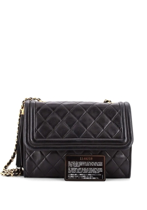CHANEL Pre-Owned Tassel Flap Bag Quilted Lambskin Mini crossbody bag - Black