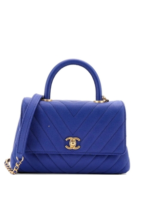 CHANEL Pre-Owned Coco Top Handle Bag Chevron Caviar Mini shoulder bag - Blue