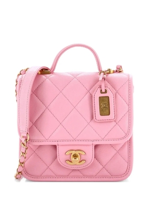 CHANEL Pre-Owned School Memory Top Handle Flap Bag Quilted Caviar Mini crossbody bag - Pink