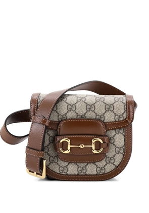 Gucci Pre-Owned Horsebit 1955 GG Coated Canvas with Leather Mini belt bag - Brown