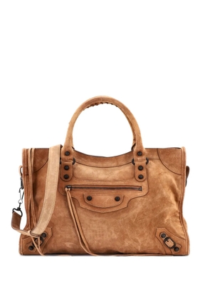Balenciaga Pre-Owned City Classic Studs Bag Suede Medium satchel - Brown