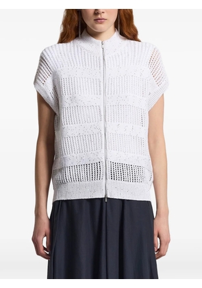Peserico zip fastening open knit knitwear - White