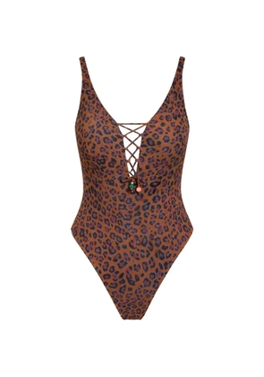 BANANA MOON Napali Serenily lace-up animal-print swimsuit - Brown