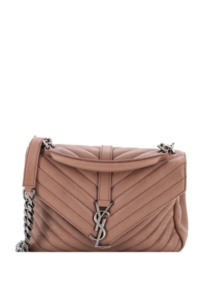 Saint Laurent Pre-Owned Classic Monogram College Bag Matelasse Chevron Leather Medium crossbody bag - Brown