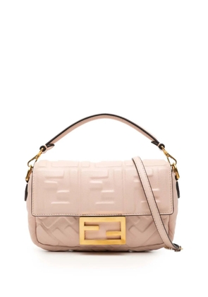 Fendi Pre-Owned 2000-2010 Mini Zucca Embossed Leather Baguette satchel - Pink