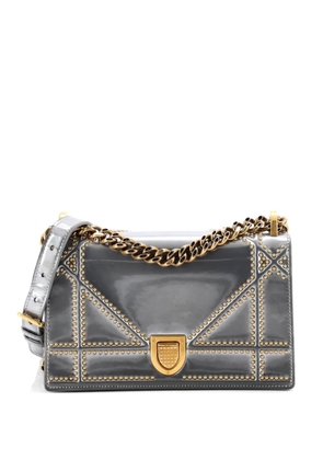 Christian Dior Pre-Owned Diorama Flap Bag Studded Patent Small crossbody bag - Silver
