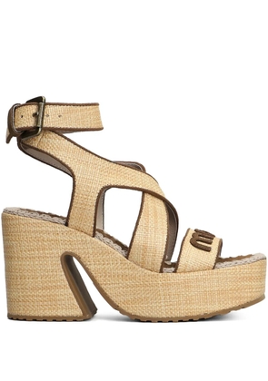 Mou 100mm raffia platform espadrilles - Neutrals
