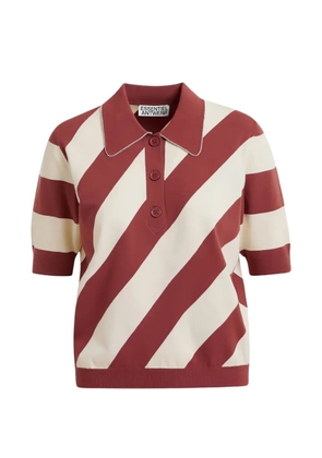 Essentiel Antwerp Joram striped embellished-collar polo shirt - Red
