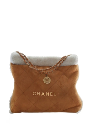 CHANEL Pre-Owned 2021-2025 Large Quilted Suede 22 Hobo with Shearling Trim tote bag - Brown