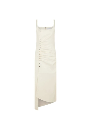 Rabanne button ruched leather midi dress - Neutrals