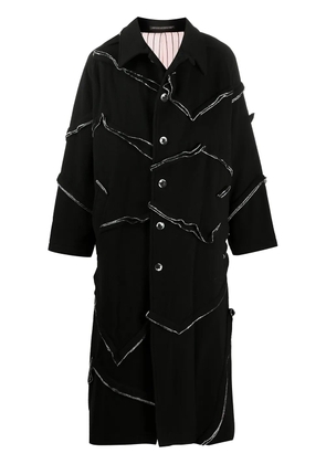 Yohji Yamamoto textured trim coat - Black