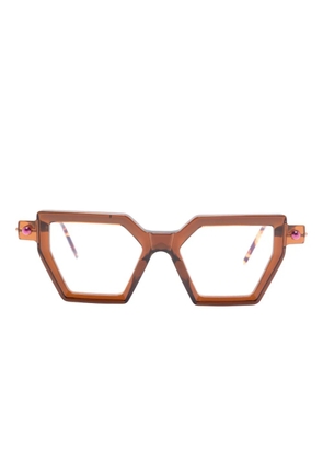 Kuboraum geometric-frame glasses - Brown