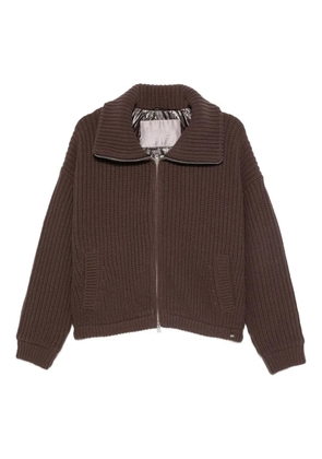 Herno ribbed zip-up cardigan - Brown