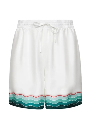 Casablanca Montagne Ondulée silk shorts - White