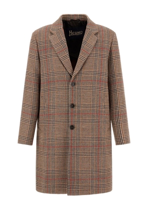 Herno check three-button coat - Brown