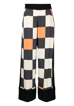 Adriana Degreas graphic-print wide-leg trousers - Black