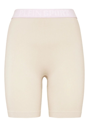Plein Sport ribbed logo seamless biker shorts - Neutrals