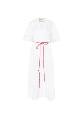 Plan C short-sleeve belt midi dress - White