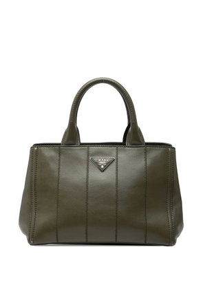 Prada Pre-Owned 2000-2025 Vitello Daino Vertical Stitched Top Handle Bag satchel - Green