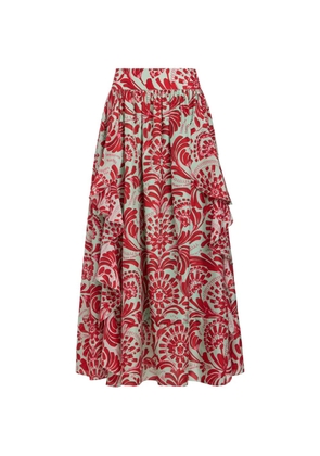 Marie Oliver Oaklen ruffled floral skirt - Red