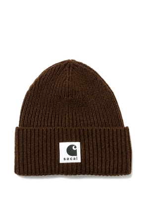 Carhartt WIP Sacai ribbed logo-patch hat - Brown