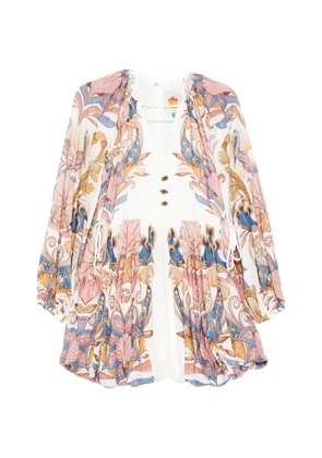 FARM Rio Sea Garden floral-print mini dress - White