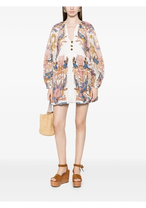 FARM Rio Sea Garden floral-print mini dress - White